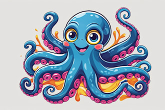 design octopus mascot logo with express delivery