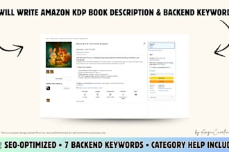 write amazon KDP book description and backend keywords