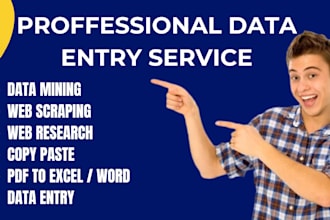 do excel data entry web research copy paste convert PDF typing  and data entry