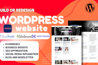 design wordpress website on ionos, hostinger, siteground, bluehost, godaddy