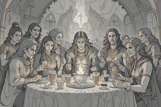 draw your dnd group party illustration