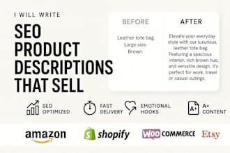 write SEO product descriptions that sell for amazon, shopify, or any store