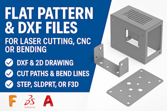 create flat pattern and dxf files for laser cutting, cnc, or sheet metal bending