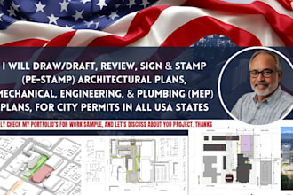 review california, florida architectural mep drawings stamp for USA city permit