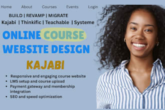 kajabi website kajabi online course teachable podia thinkfic landing page