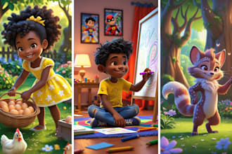 do children story book illustration and be children picture book illustrator