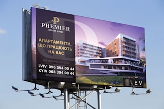 design modern professional billboard yard sign, signage signboard, rollup banner