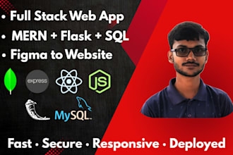 develop full stack web app using mern, express or flask, sql, figma to website