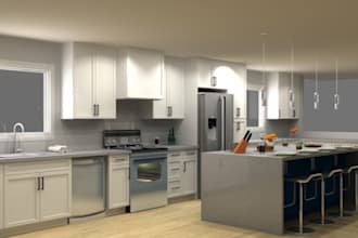 design 2d 3d woodwork rendering  garage plan and kitchen plan