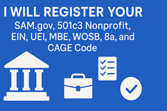 register your samgov, 501c3 nonprofit, ein, uei, mbe, wosb, 8a, and cage code