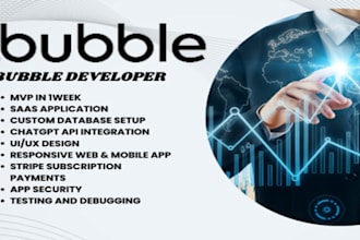 develop mvp full bubble app, responsive website or landing page with bubble