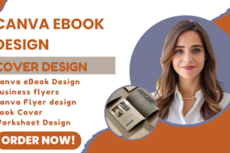 do canva ebook, workbook design, magazine booklet worksheet design, flyer design