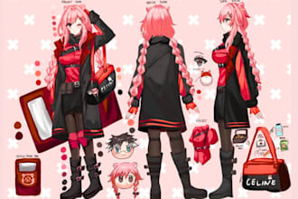 draw custom anime reference sheet vtuber commission character reference sheet
