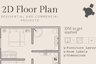 design a professional 2d floor plan with furniture layout