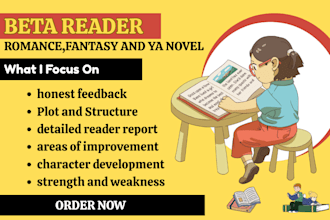beta read book critique romance, sci fiction, fantasy, historical, horror novel