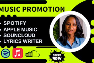 do organic spotify promotion, podcast, soundcloud promotion, apple music, lyrics