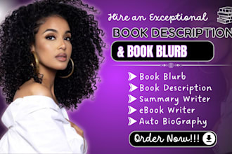 write an engaging book, ebook, book blurb or book description