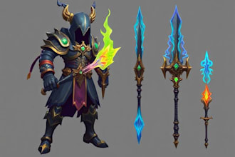 design you weapon assets for your game character
