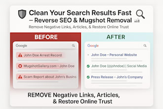 do reverse seo to remove negative link mugshot cases and articles, ORM