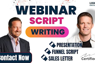 write perfect frank or brunson webinar presentation sales letter script writing