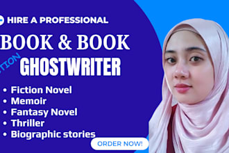 ghostwrite science fiction ebook, horror, thriller, memoir or biographic story
