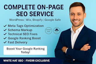 do complete on page SEO for wordpress, wix and shopify