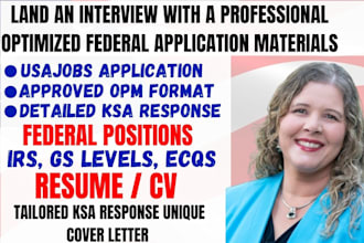 deliver ats federal resume writing, veteran, military, mtqs, ksa, for usa jobs