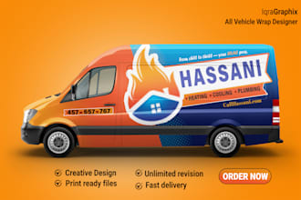 do unique, professional van wrap design, car, van  and all vehicle wrap design