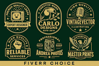 design a vintage retro classic and hipster badge logo for your business