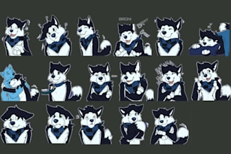 sketch and draw cute custom furry stickers for telegram