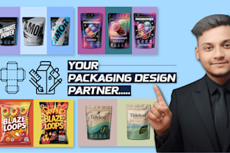 do creative pouch design, label design, box packaging design