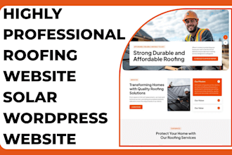 design professional roofing construction, roof repair, solar wordpress website
