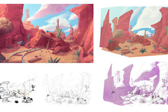 crearé arte conceptual e ilustración para tu fantástica idea