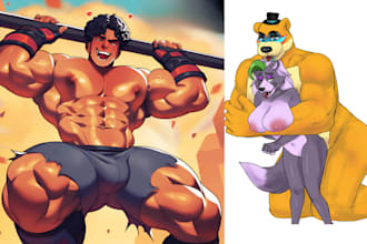 draw gay bara muscle yaoi nsfw fan art oc comic gay character bara couple furry