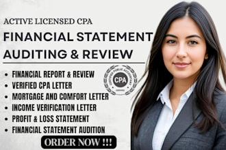 do cover letter, audit, review financial statement tax filling, CPA notary stamp