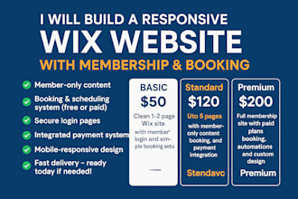 build a responsive wix website with membership, paid booking and login system