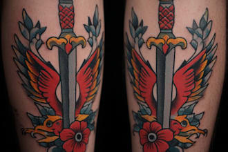 create a traditional or old school style tattoo design