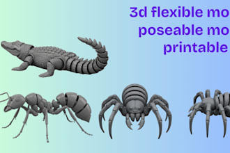 do 3d flexi animal model miniature toy articulated model flexi figure character