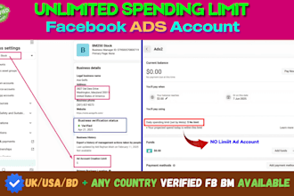 create facebook business manager and unlimited spending limit ads account