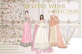 design traditional festive outfit illustrations for you