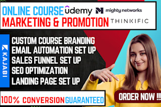 run udemy online course promotion, thinkific online course, kajabi sales funnel