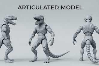 3d articulated model flexi animal toy and action figure for resin 3d printing