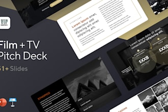 create screenplay or film pitch deck in google slides or powerpoint presentation