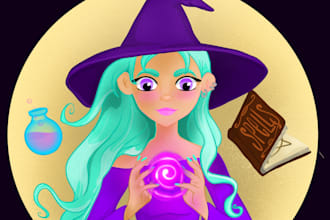 create custom sticker with cute and dark concept art style