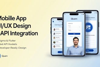 design, develop a modern mobile app UI UX, clean API integration, and animations