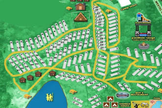 do vector rv park map campground map sitemap illustration city or event map dnd