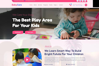 build kindergarten website daycare website childcare website babycare website