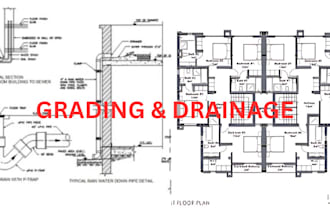 design storm water drainage plan and pipe network plan and profile, floor plan