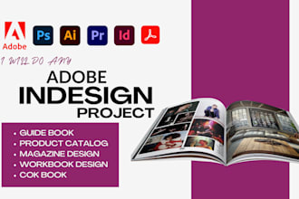 edit format adobe indesign project, guide book, manuscript, catalog, user manual