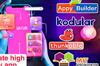 build mit app inventor, kodular and thunkable x, bubbleoi bubble saas